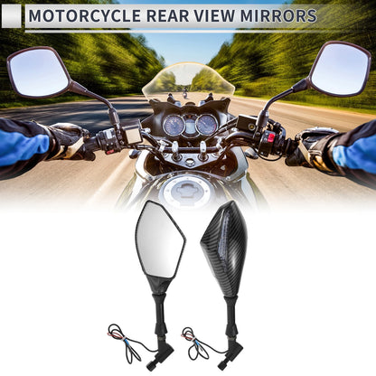 Mirror M10 Motorcycle Rear View Handlebar - Carbon Fiber Pattern Black