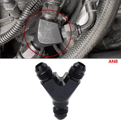 8AN Black Y Fuel Block Flare Union Fitting for Make & Model