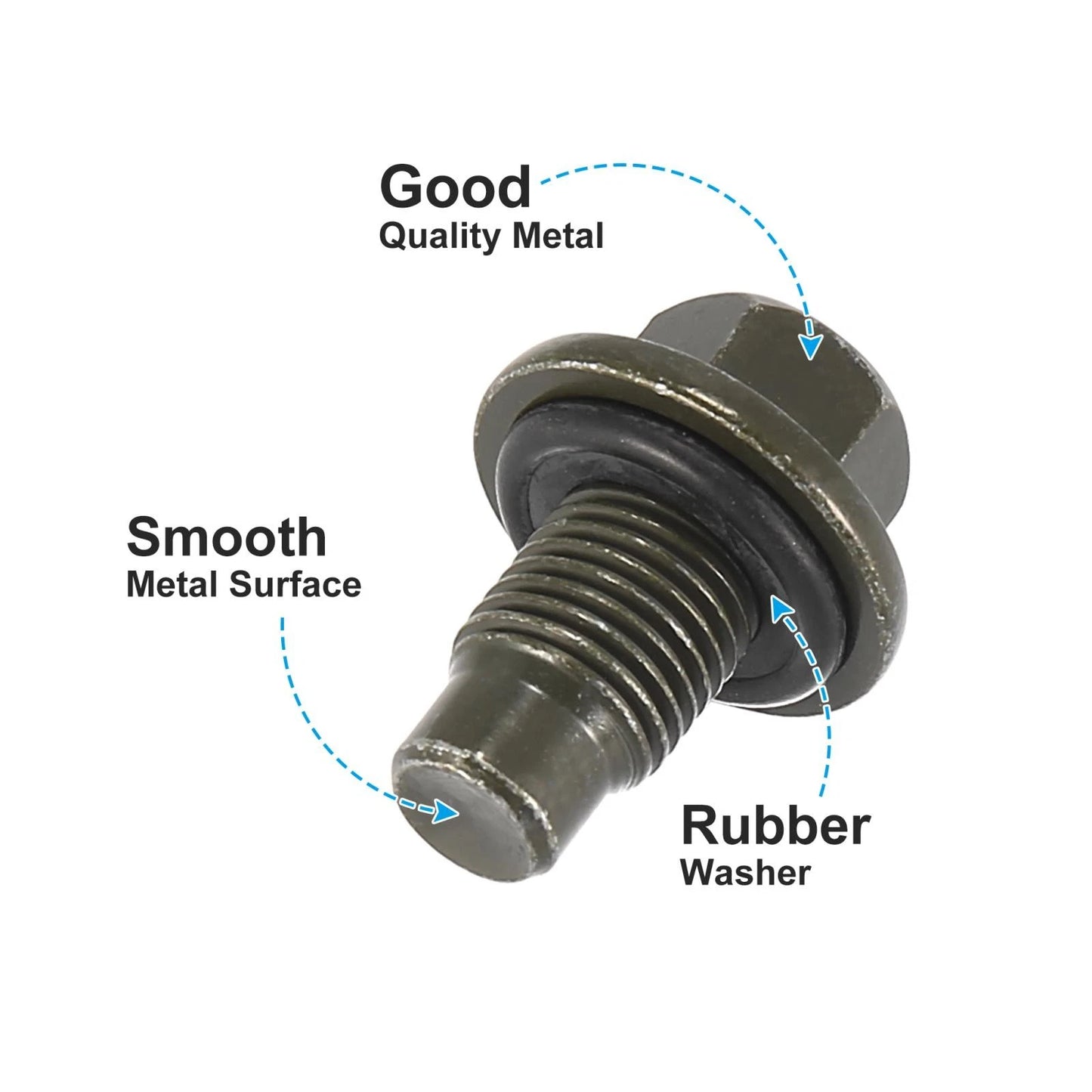 4 Pcs M14 x 1.5 Steel Oil Drain Plug Screws with Seal Rings for Ford
