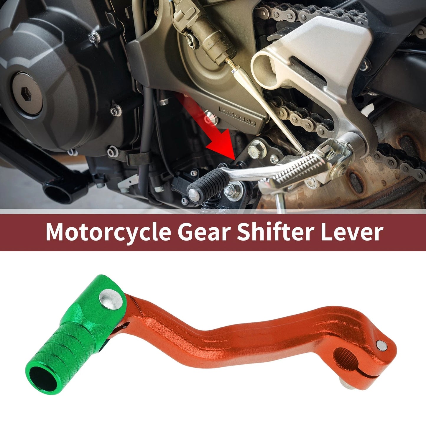 Folding Motorcycle Gear Shifter Lever for Bosuer M4 Orange Lever Green Head