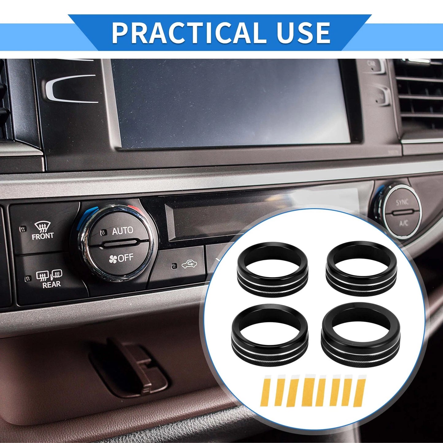 AC Heater 4WD Switch Knob Cover Ring for Toyota Tacoma (2016-2023) 4 Pcs