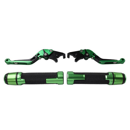 Green Extendable Brake Clutch Levers Grip Set for Kawasaki ZX6R (2005-2023)
