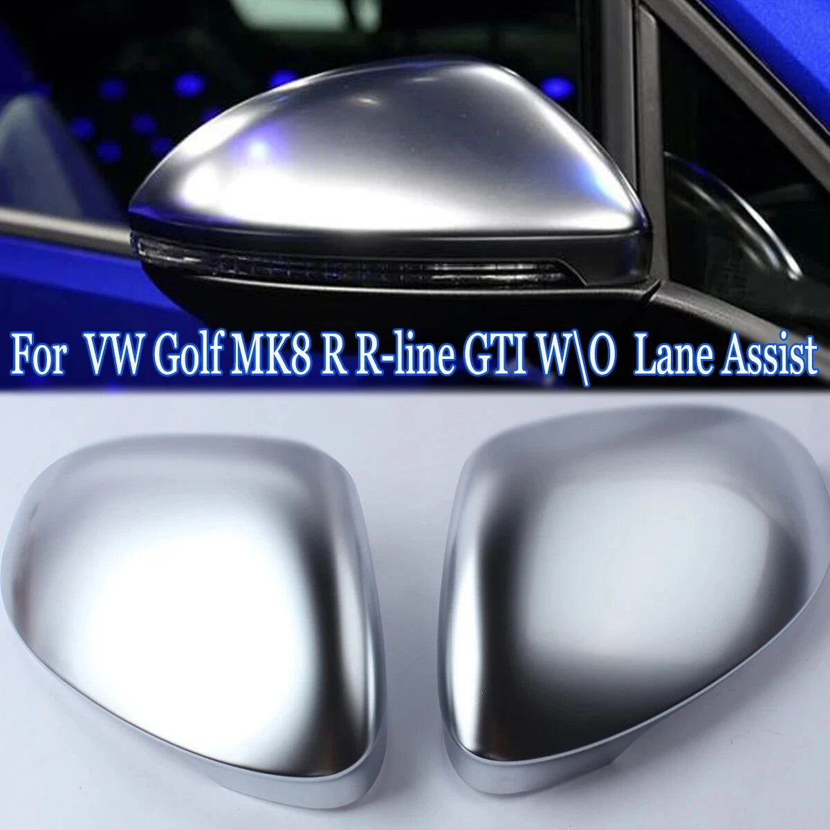 2 x Silver Rearview Side Mirror Cover for VW Golf 8 MK8