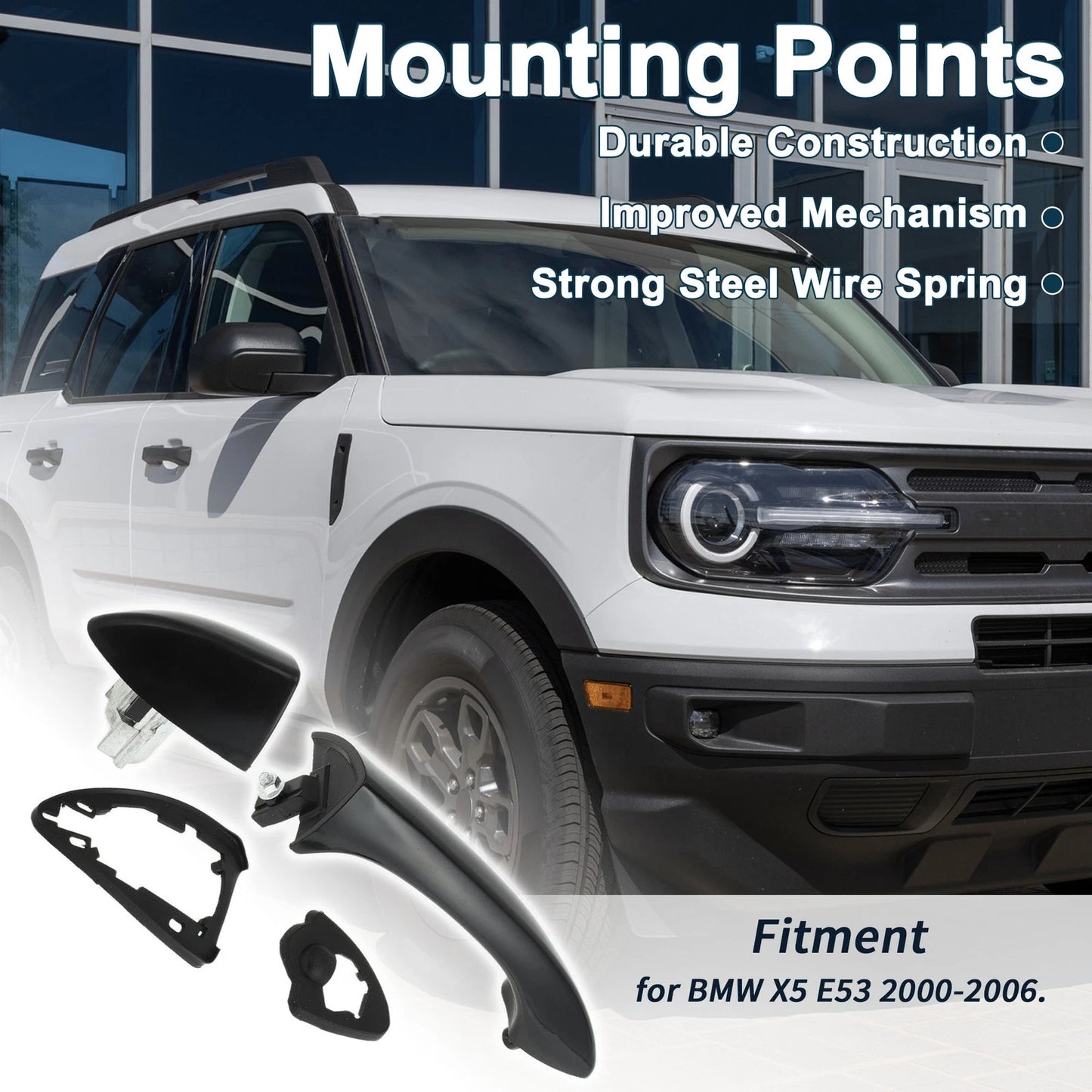 Front Right Exterior Door Handle for BMW X5 E53 Black (2000-2006)