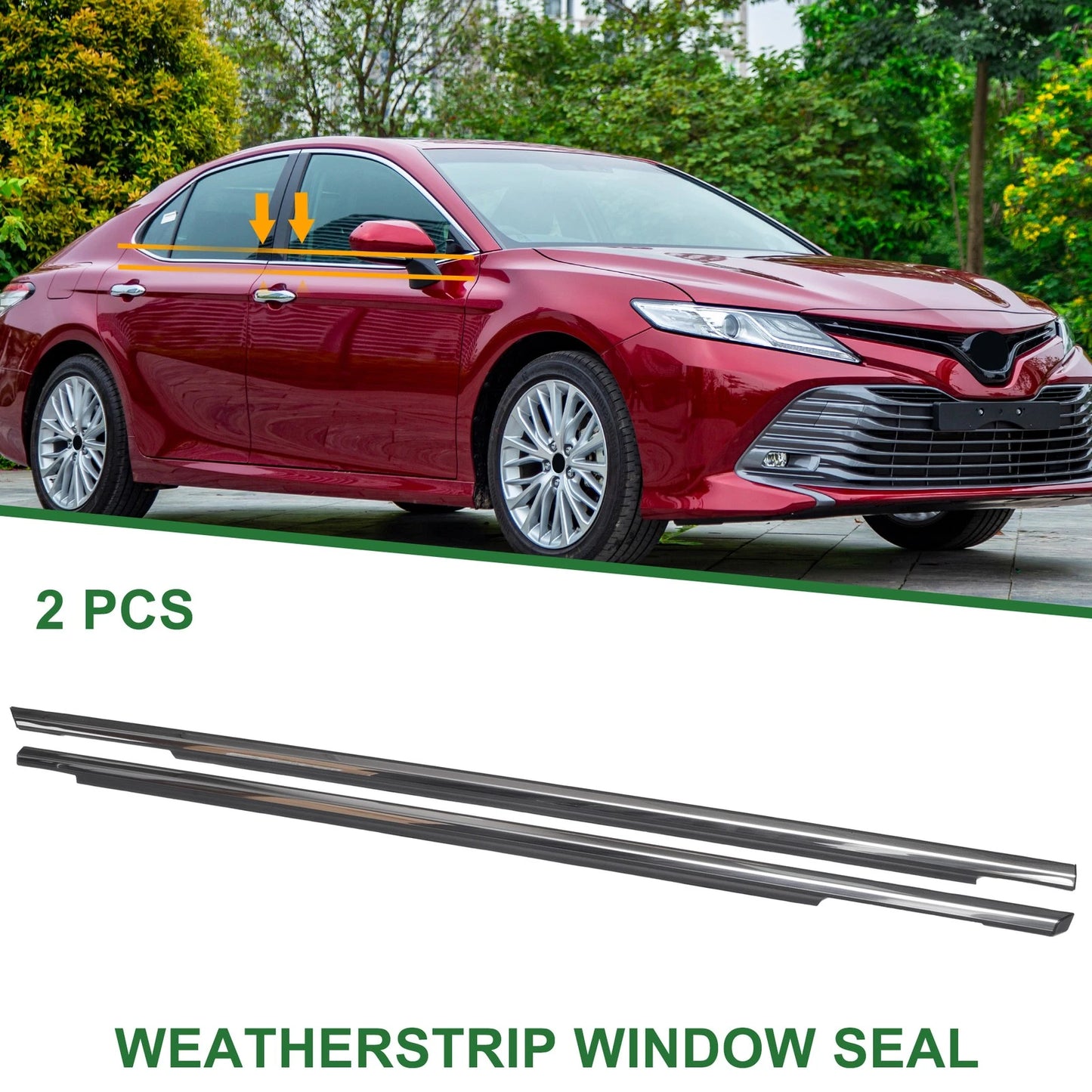 2 x Front Left & Right Weatherstrip Window Seal for Toyota Camry (2002–2006)