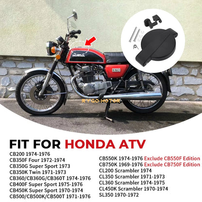 Matte Black Fuel Cap with Latch for Honda CB, CL, SL Models (1969–1976)