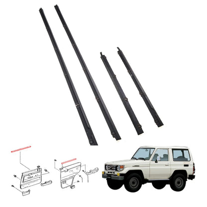 4pc Door Glass Inner Weatherstrip for Toyota Land Cruiser FZJ76 GRJ79 HZJ79