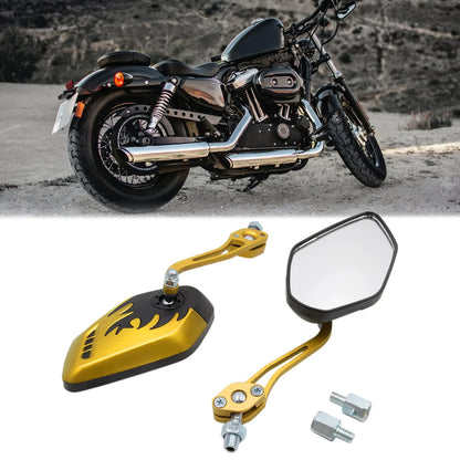 8mm 10mm Thread Rear View Side Mirror Gold Tone Universal for Motorcycle