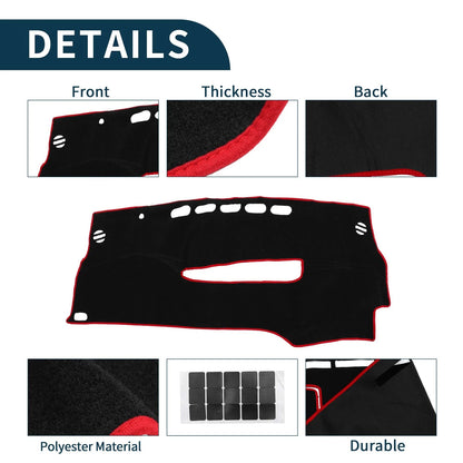 Dashboard Cover Mat for Toyota Prius 30 Series (2009-2015) - Black Red 1 Set