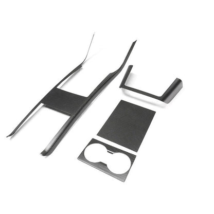 Matte Carbon Fiber Console Panel Cover Trim Kit for Tesla Model S X 2021+