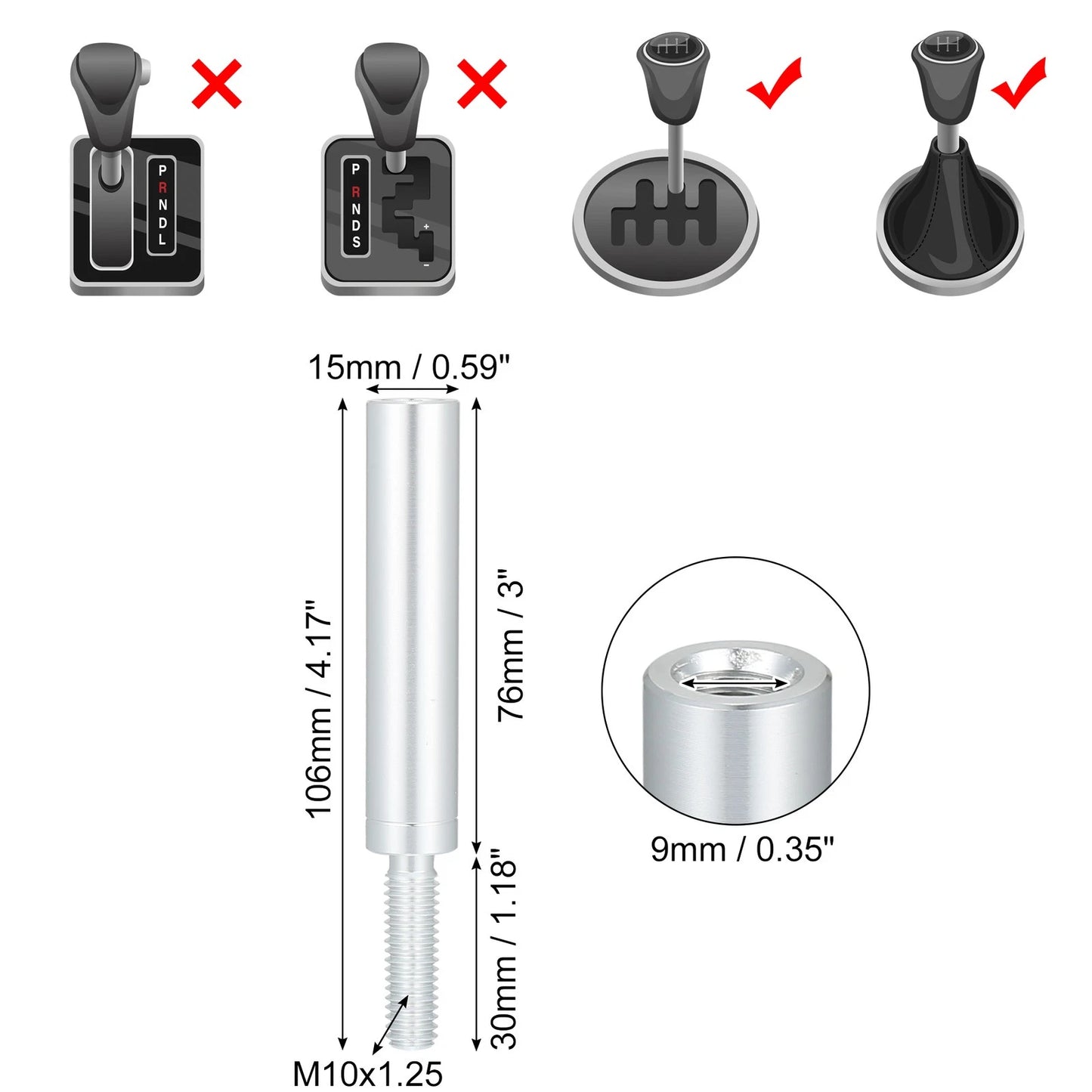 3" Shift Knob Aluminum Alloy Gear Shifter Lever for Nissan Mazda