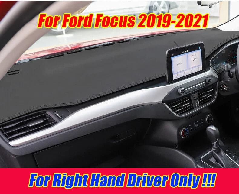RHD Leather Dashboard Cover Dash Protector Pad Mat for Ford Focus (2019–2021)