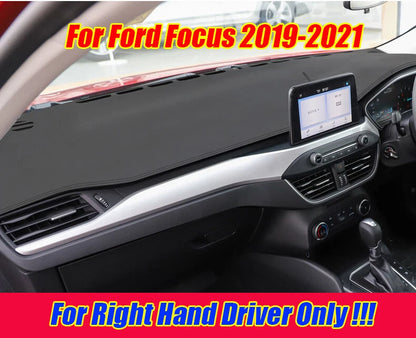 RHD Leather Dashboard Cover Dash Protector Pad Mat for Ford Focus (2019–2021)