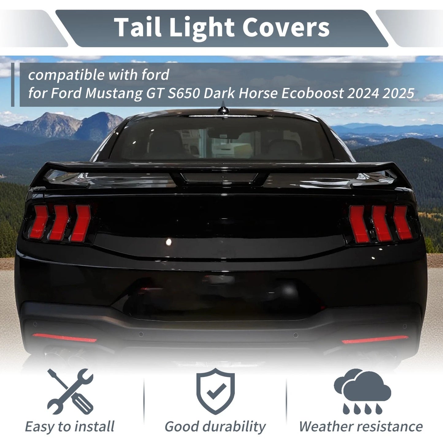 Tail Light Cover for Ford Mustang GT S650 Dark Horse Ecoboost (2024-2025)