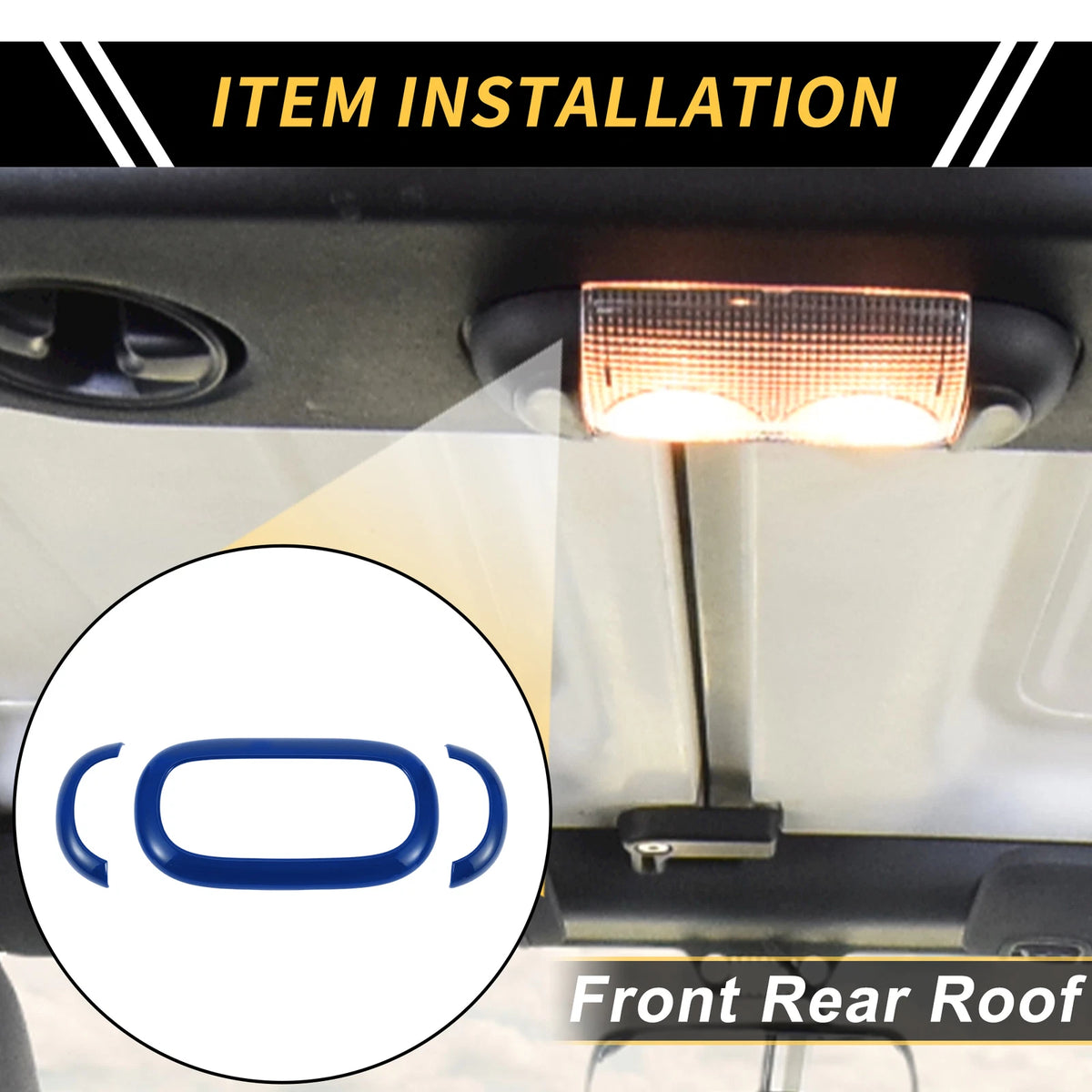 Yellow Front Rear Roof Reading Light Trim Covers for Jeep Wrangler JK (2007-2018)