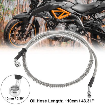 Brake Clutch Oil Hose Line Pipe / 110cm / Hydraulic Silver Tone for Motorcycle