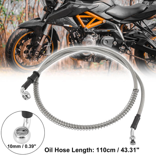 Brake Clutch Oil Hose Line Pipe / 110cm / Hydraulic Silver Tone for Motorcycle