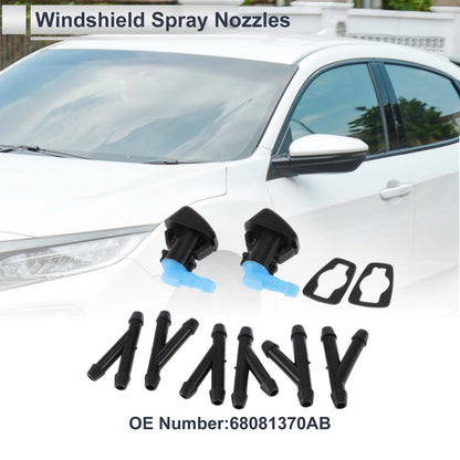 Windshield Washer Nozzle & 6 x Hose Connectors for Dodge (No.68081370AB)