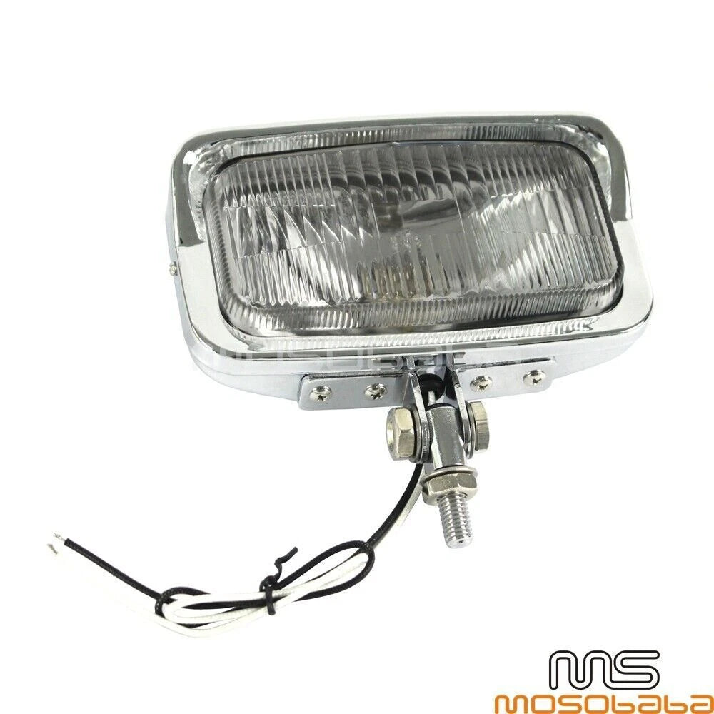 Square Chrome Headlight for Harley Chopper Bobber Cafe Racer