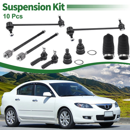 10 x Front Suspension Kit Tie Rod Ends Sway Bar Links for Mazda