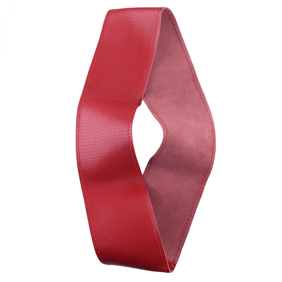 Red DIY Leather Universal Car Steering Wheel Cover Anti-Slip Wrap