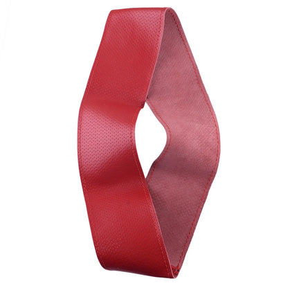 Red DIY Leather Universal Car Steering Wheel Cover Anti-Slip Wrap