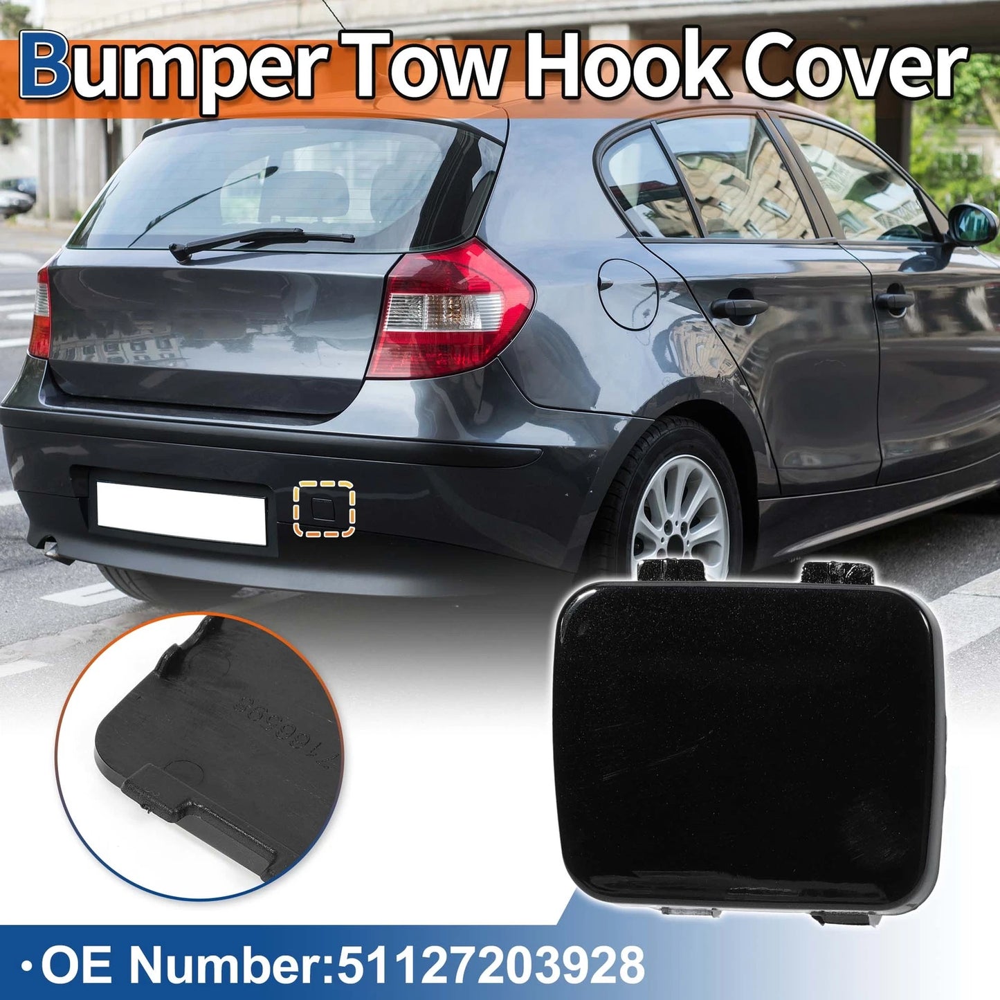 Rear Tow Hook Cover for BMW E81 E87 (2004-2011) - Black Sapphire