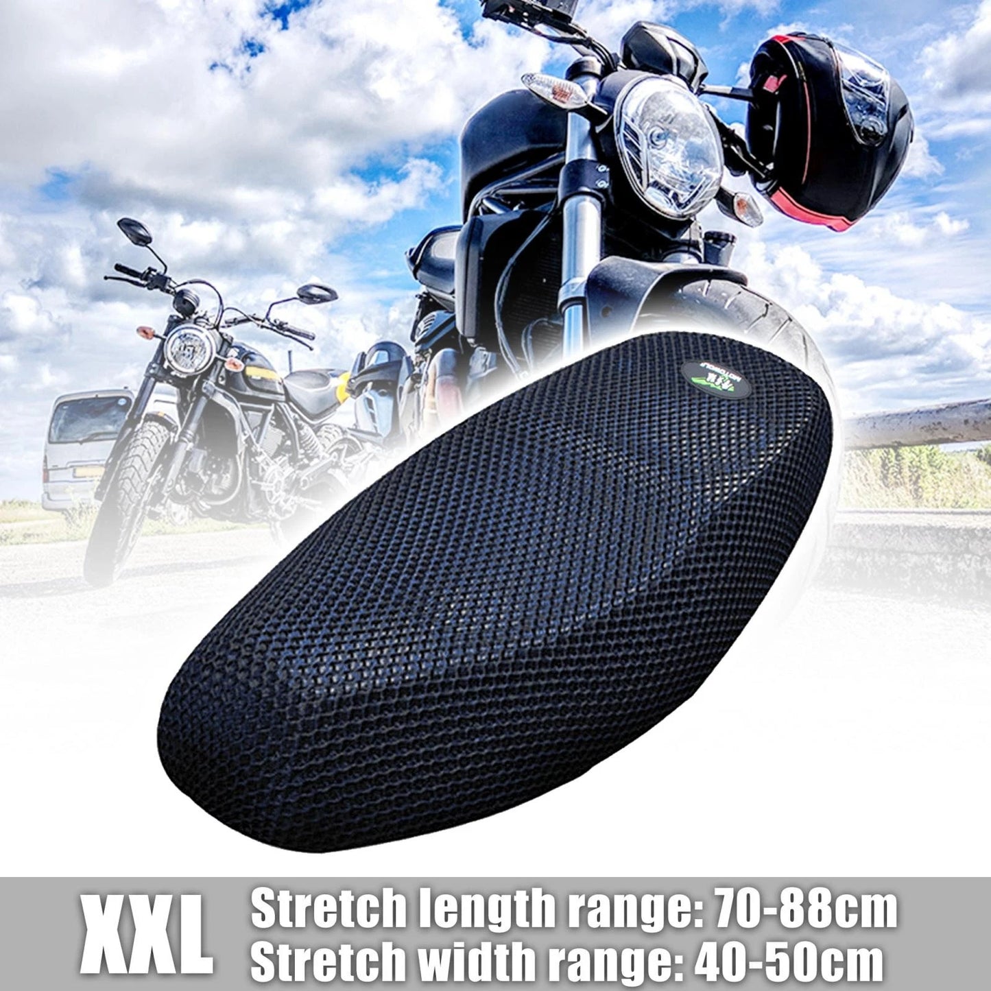 Seat Cover / XXL / for Motorcycle/Moped Breathable Mesh Cushion Black Blue
