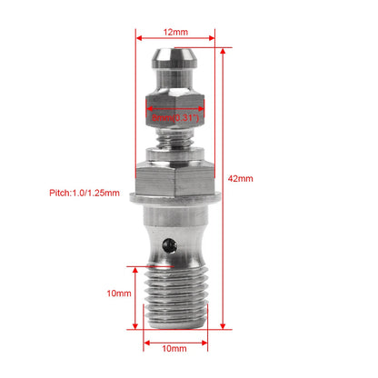 Titanium M10x1.25 Banjo Bolt with Bleed Valve for Motorcycle Brake Caliper