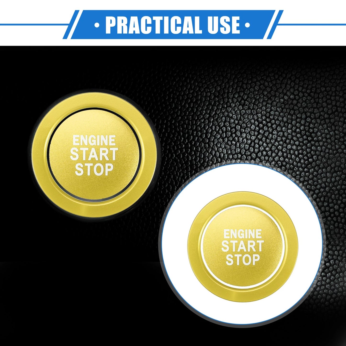 Engine Start Stop Button Cover Kit for Toyota Highlander (2020-2022) Gold Tone