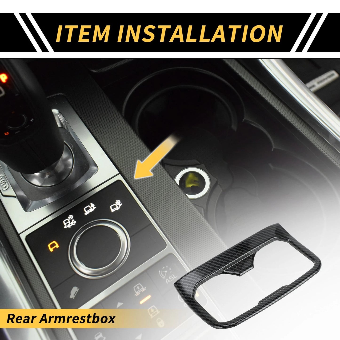 Armrestbox Rear Cup Holder Cover/Carbon Fiber for Toyota Tacoma (2016–2023)