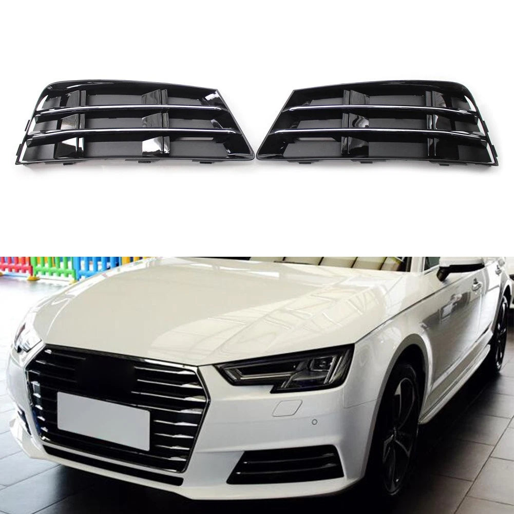 Front Bumper Fog Light Grille Covers 2 x Lower L + R for AUDI A4 B9 (2016-2018)