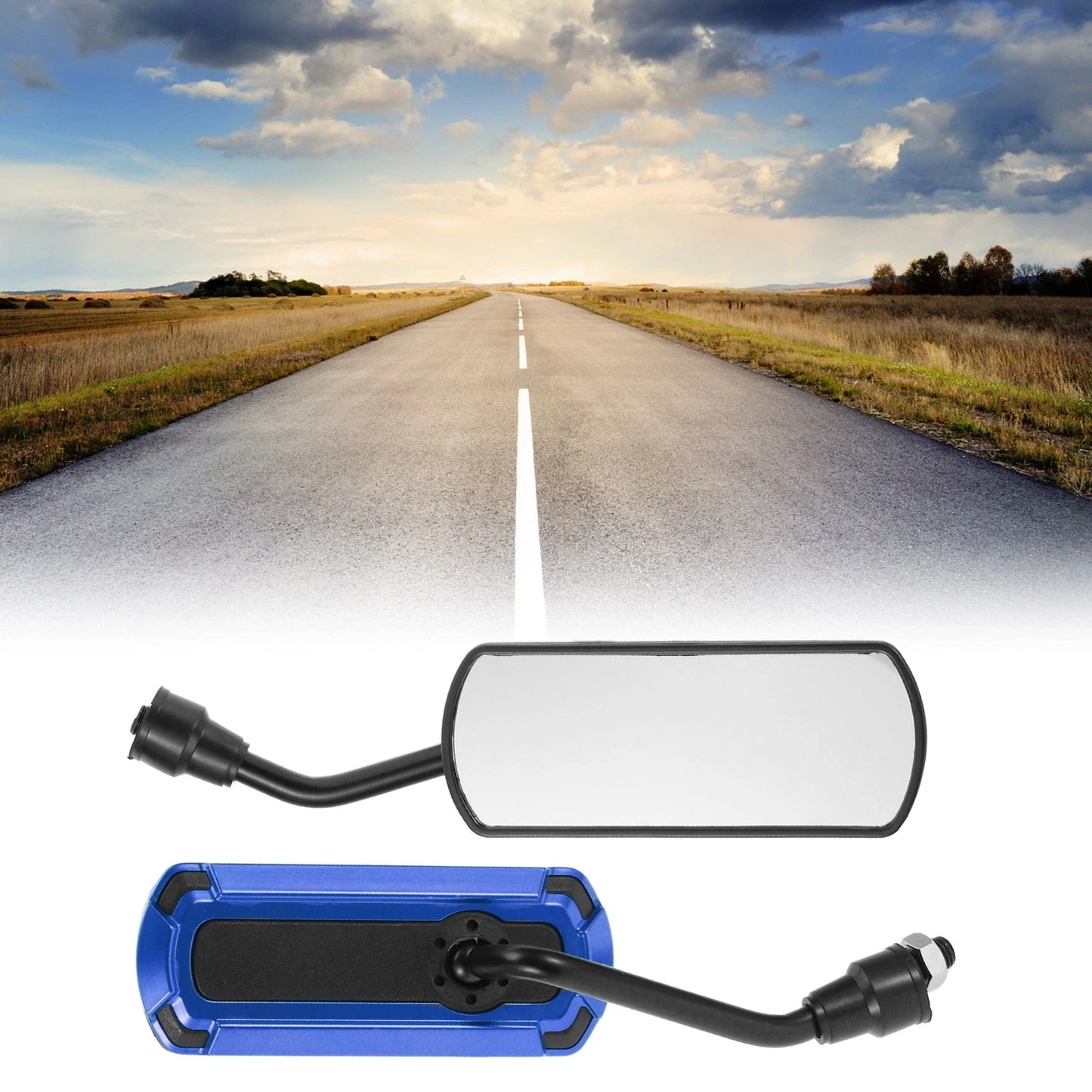 M10 Motorcycle Rear View Mirrors Handlebar Mirrors Black Blue Iron Plastic