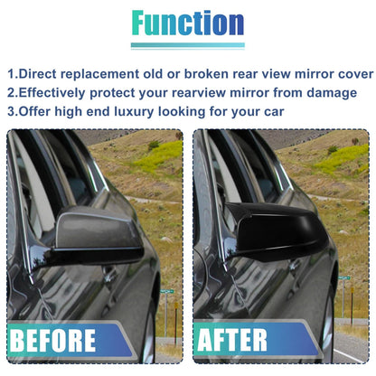 Black  Door Wing Rearview Side Mirror Cover Caps for BMW 535i GT (2011-2013)