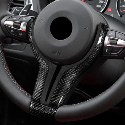 1pc Carbon Fiber Leather Steering Wheel Trim for BMW M2 M3 M4 (2014-2020)