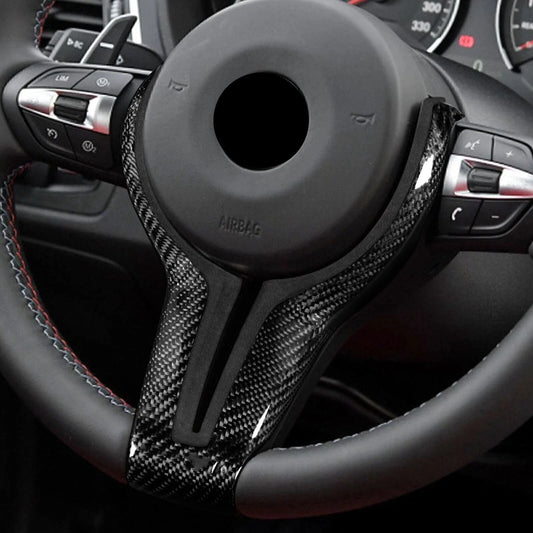 1pc Carbon Fiber Leather Steering Wheel Trim for BMW M2 M3 M4 (2014-2020)