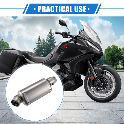 Muffler Exhaust 12.20 Length 1.50 ID Matte Silver Tone for Motorcycle Car