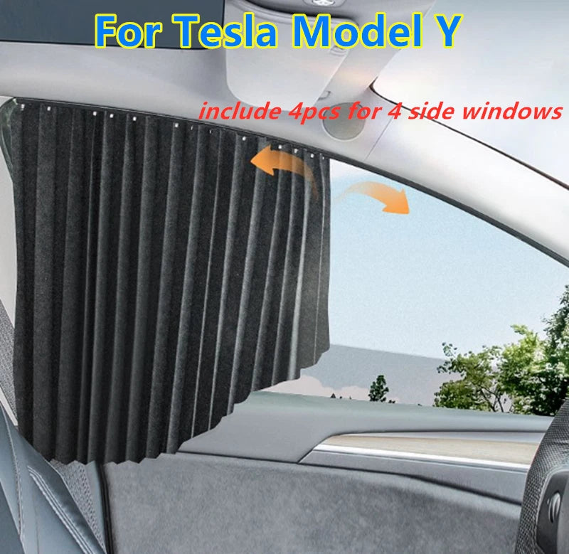 4 x Side Window Sleep Privacy Sunshade Curtain for Tesla Model Y (2020–2024)