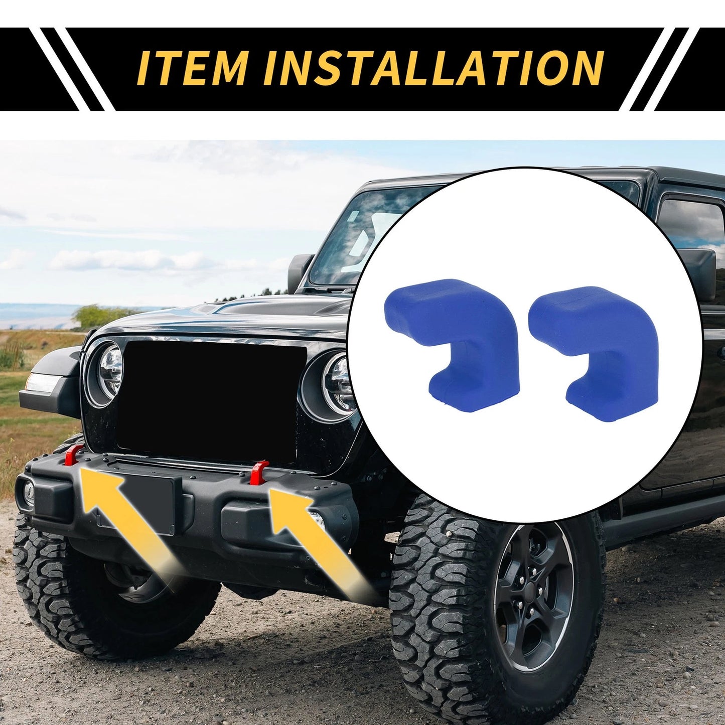 Car Bumper Tow Hook Covers for Jeep Wrangler JK JL Gladiator TJ (07-23) Blue