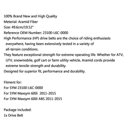 V-Belt Drive for SYM Maxsym ABS 600i (2014-2020)