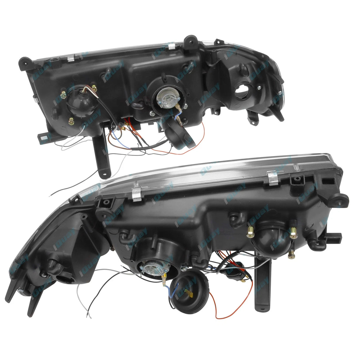Black Altezza Angel Eye Halo Projector Headlights with LED DRLs for 80 Series