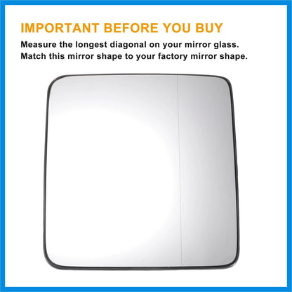 Heated Right Passenger Side Mirror Glass with Backing Plate for Jeep