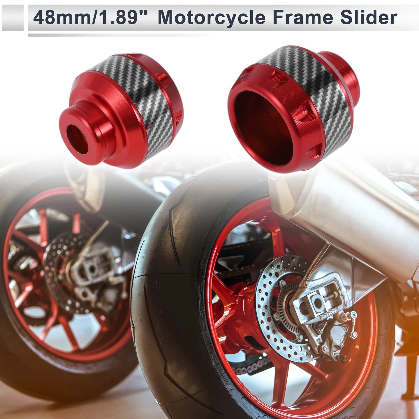2 x 14mm Aluminum Alloy Carbon Fiber Motorcycle Slider Frame Red for Make Model