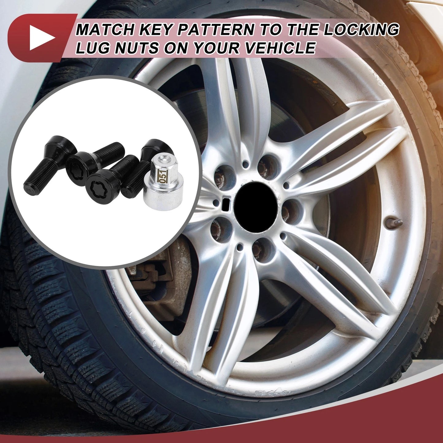 Set Wheel Lock Lug Nut Anti-theft Key Socket M14��1.25 Bolt for BMW