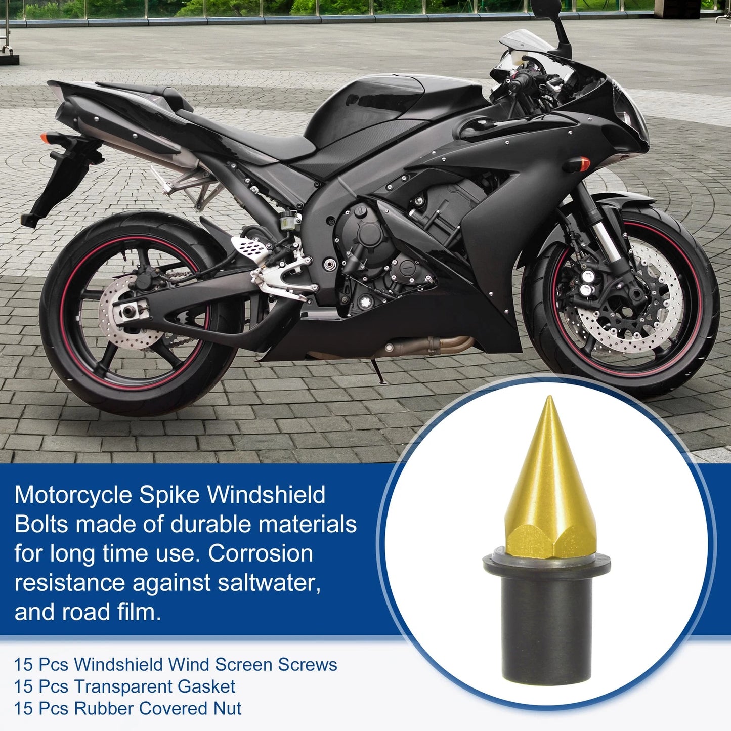 M5 Screws / Pack of 15 / Motorcycle Fairing Bolts Screws Nuts for Motorcycle