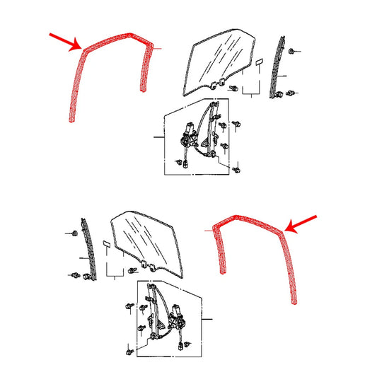 Rear Weatherstrip Glass Run Channel Seal for Honda City Fit Aria Sedan 2002-2008