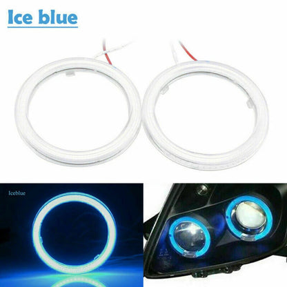 70MM DRL Fog Headlights 2 x COB Angel Eyes Halo Ring LED Light for Universal