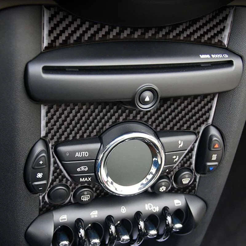 Carbon Fiber AC Knob Button Center Control Trim Fit For Mini Cooper R55 R56 R57