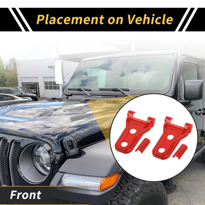 Engine Hood Hinge Cover for Jeep Wrangler JL JLU 2018-2024 - 1 Pair Red Plastic