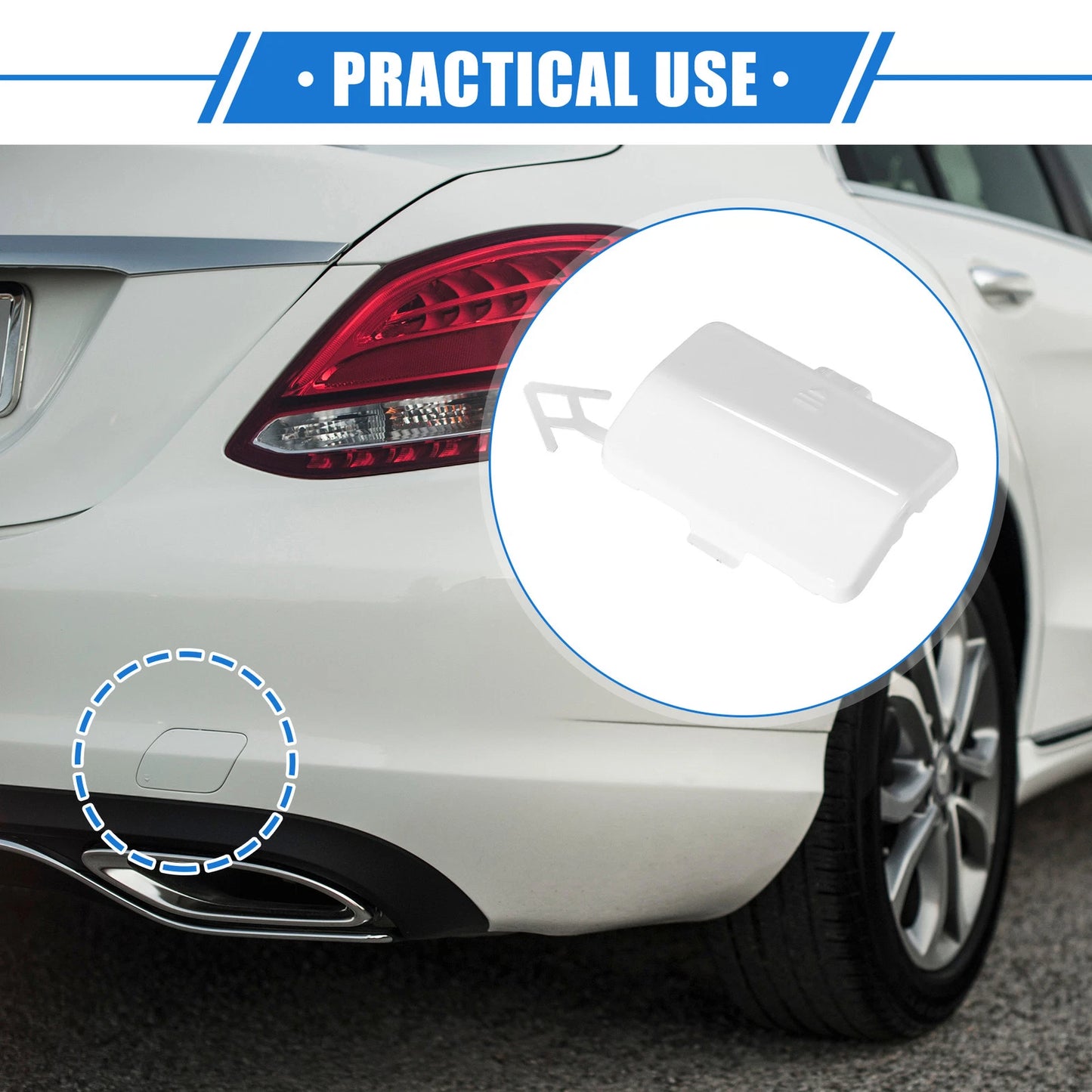 Rear Bumper Tow Hook Eye Hole Cap for Mercedes-Benz R320 (2007-2009) White